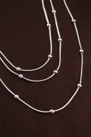 316L Çelik Gümüş Renk Minimal Topçuk Model Çoklu Kolye