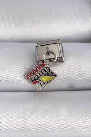 316L Çelik Gümüş Renk Sallantı Defter Figür Charm
