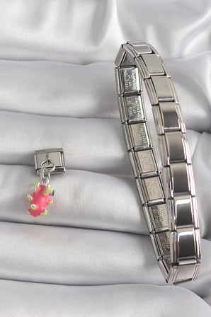 316L Çelik Gümüş Renk Sallantı Ejder Meyvesi Model Charm