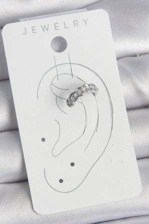 Pirinç Gümüş Renk Zirkon Taşlı Kıkırdak Model Kadın Küpe