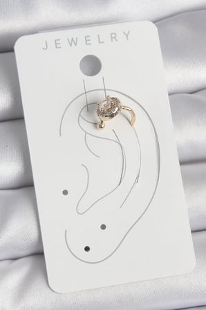 Pirinç Gold Renk Zirkon Taşlı Kadın Kıkırdak Küpe