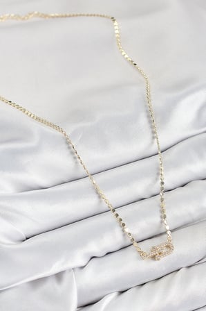 Pirinç Zirkon Taşlı Tifany Model Ezme Zincir Gold Renk Kadın Kolye