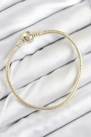 Pirinç Charm Topcuk Model Gold Renk Kadın Bileklik