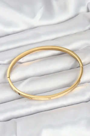 316L Çelik Gold Renk 65 mm İnce Kadın Kelepçe Bileklik