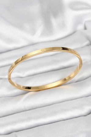 316L Çelik Gold Renk 65 mm İnce Kadın Kelepçe Bileklik