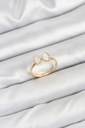 Pirinç Gold Renk Fiyonk Model Kadın Yüzük