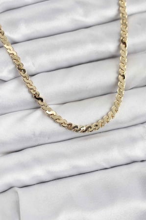 Pirinç Gold Renk Yassı Zincir Kadın Kolye