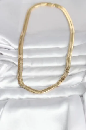 CM  Kalın Yassı Yılan Zincir Model 45 cm Kadın Kolye
