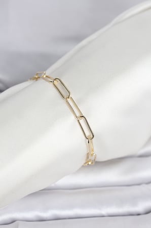 CM 14K Gold Renk Kalın Ataç Zincir Model Kadın Bileklik
