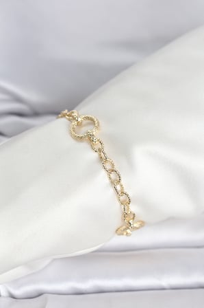CM 14K Gold Renk Lazerli Halka Model Kadın Bileklik