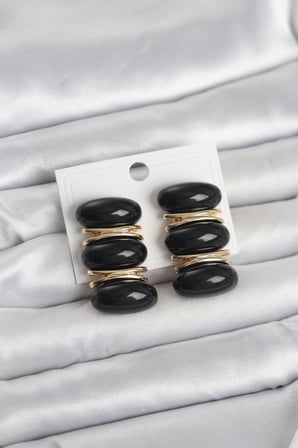 Siyah Vintage Model Gold Renk Kadın Küpe