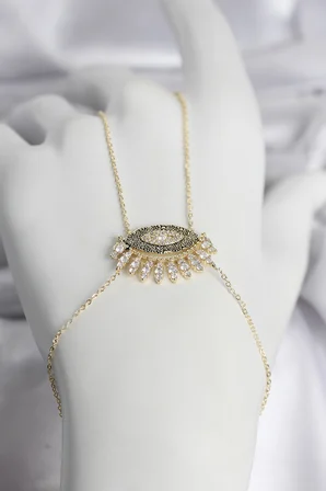 Pirinç Gold Renk Zirkon Taşlı Göz Model Kadın Şahmeran