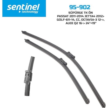 Sentinel Audi Q2 Jetta 4 Golf 6 Passat CC Octavia 3  Silecek 600-480mm