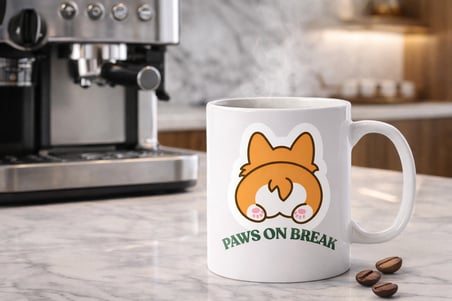 Paws On Break Tasarımlı Kupa Bardak Model 201 Seramik Baskılı Kahve Kupası Dayanıklı ve Şık Tasarım
