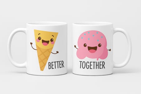 Better Together İkili Kupa Model 203 Sevgili Kupası Çiftler İçin Özel Tasarım 2’li Seramik Kupa Seti