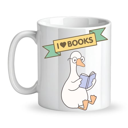 I Love Books Yazılı Tasarım Kupa Model 206 Kitap Severlere Özel Seramik Kahve Kupası Hediye Seçeneği