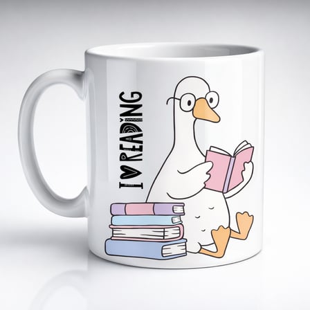 I Love Reading Yazılı Kupa Model 210 Kitap Temalı Tasarım Seramik Kahve Kupası Kitap Severlere Hediye