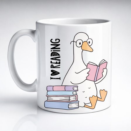 I Love Reading Yazılı Kupa Model 210 Kitap Temalı Tasarım Seramik Kahve Kupası Kitap Severlere Hediye