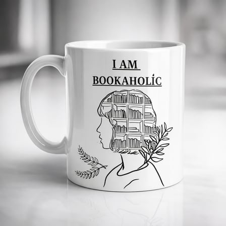 I Am Bookaholic Yazılı Kitap Temalı Kupa Model 213 Baskılı Seramik Kahve Kupası
