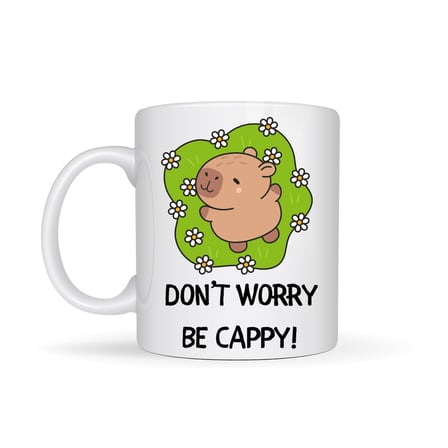 Don’t Worry Be Cappy Tasarım Kupa Model 231 Sevimli Kapibara Baskılı Seramik Kahve Kupası