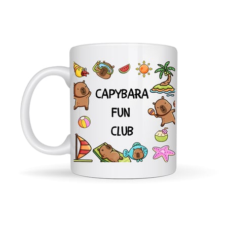 Capybara Fun Club Yazılı Eğlenceli Tasarım Kupa Model 237 Sevimli Baskılı Seramik Kahve Kupası