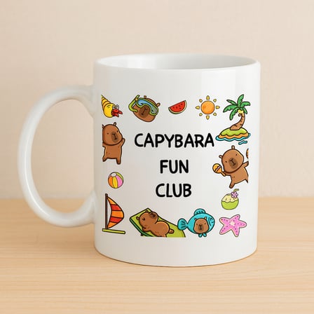 Capybara Fun Club Yazılı Eğlenceli Tasarım Kupa Model 237 Sevimli Baskılı Seramik Kahve Kupası