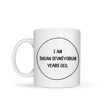 İnsan Sevmiyorum Yazılı Kupa Model 242 Minimal Tasarım Komik Mesajlı Seramik Kahve Kupası