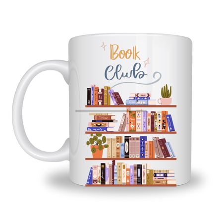 Book Club Temalı Kupa Model 243 Kitap Severler İçin Tasarım Baskılı Seramik Kahve Kupası