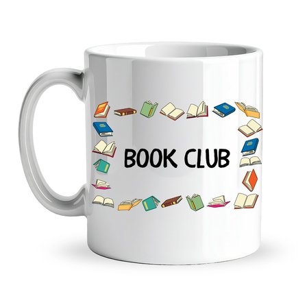 Book Club Yazılı Kupa Model 244 Kitap Temalı Renkli Baskılı Seramik Kahve Kupası