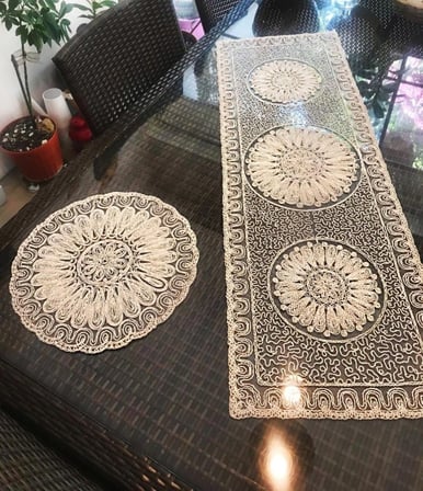 Fransız Dantelli Runner ve Supla Takımı (1 Runner, 6 Supla)