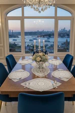 Nakışlı Supla Runner Seti Modern Amerikan Servis Takımı 6 Kişilik Set