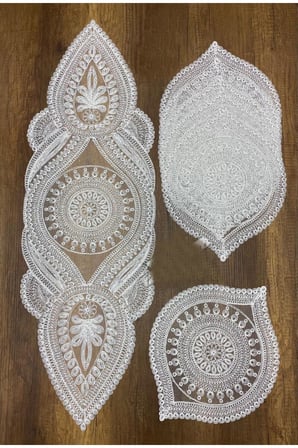 Nakışlı Supla Runner Seti Modern Amerikan Servis Takımı 6 Kişilik Set