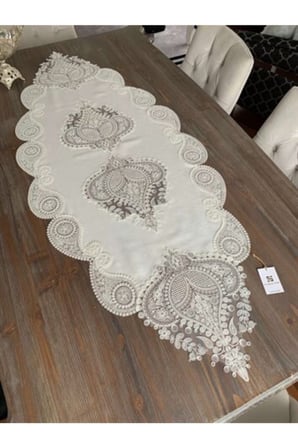 Salon Takımı 5 Parça Keten Dantelli