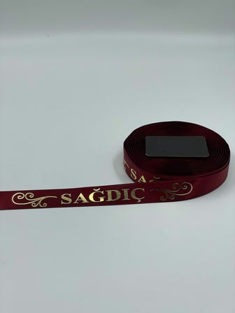 Sağdıç Baskılı Kol Kurdelesi - Bordo - 1 TOP - 50 METRE