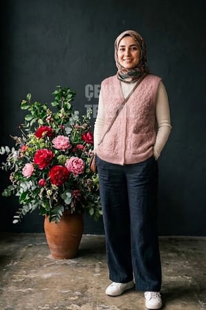 Yumoş Ponpon Düğmeli Yelek - Pudra