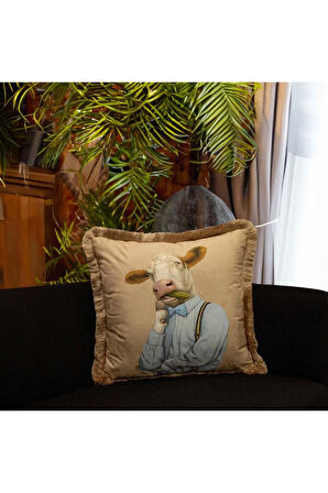 Mr. Cow (Bay İnek) Yastık/Kırlent (Dolgu Boncuk Elyaf, Ulusl. Yıkama Ve Solmama Sertifikası)