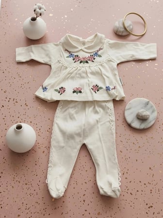 Baby Zuhu %100 Pamuk Nakışlı 10'lu Hastane Çıkışı Seti - Yenidoğan Bebek Takımı 0-3 Ay