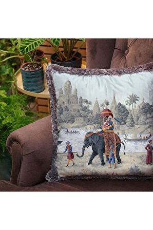 Otantik Manzara Kadife Yastık (dolgu Boncuk Elyaf Uluslararası Yıkama Ve Solmama Sertifikası)