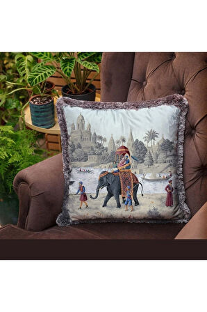 Otantik Manzara Kadife Yastık (dolgu Boncuk Elyaf Uluslararası Yıkama Ve Solmama Sertifikası)