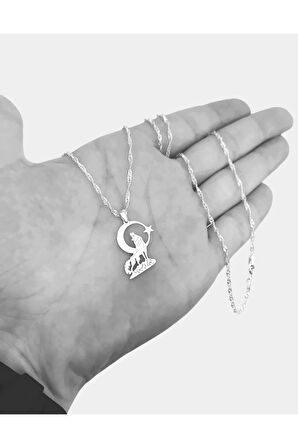 Modahilye 925 Ayar Gümüş Bozkurt Ay Yıldız Kolye