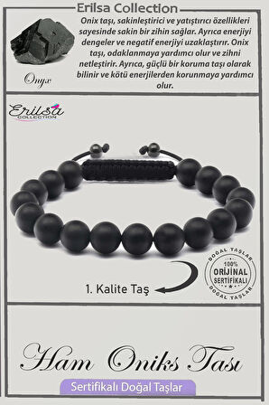 Sertifikalı Ham İşlenmemiş AAA+ Kalite Gerçek Oniks Taşı Bileklik