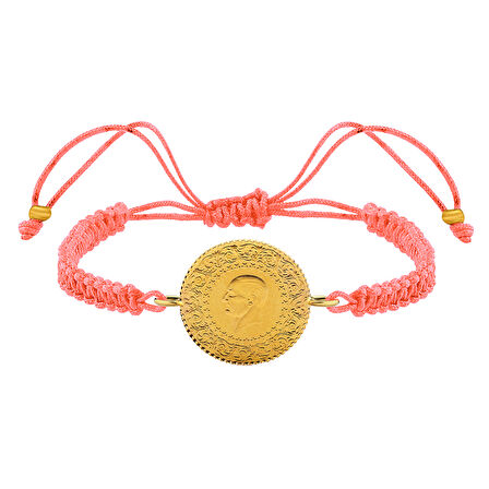 Gekas Kuyumculuk 22 Ayar Yeni Çeyrek Altın Açık Pembe Renkli İpli Bileklik