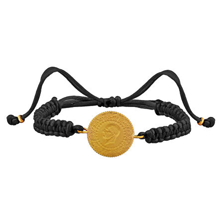 Gekas Kuyumculuk 22 Ayar Yeni Çeyrek Altın Siyah Renkli İpli Bileklik