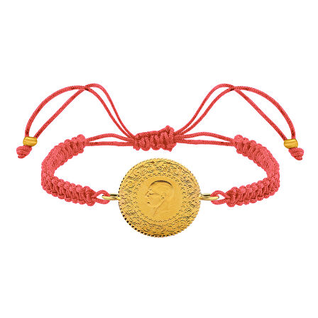 Gekas Kuyumculuk 22 Ayar Yeni Çeyrek Altın Pembe Renkli İpli Bileklik