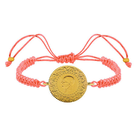 Gekas Kuyumculuk 22 Ayar Yeni Yarım Altın Açık Pembe Renkli İpli Bileklik