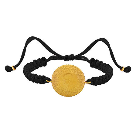 Gekas Kuyumculuk 22 Ayar Yeni Yarım Altın Siyah Renkli İpli Bileklik