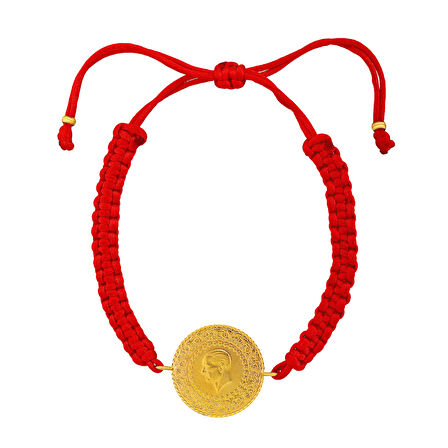 Gekas Kuyumculuk 22 Ayar Yeni Yarım Altın Kırmızı Renkli İpli Bileklik