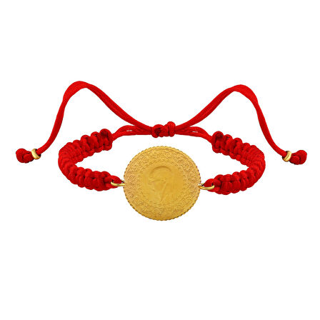 Gekas Kuyumculuk 22 Ayar Yeni Yarım Altın Kırmızı Renkli İpli Bileklik