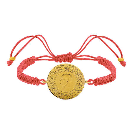 Gekas Kuyumculuk 22 Ayar Yeni Yarım Altın Pembe Renkli İpli Bileklik