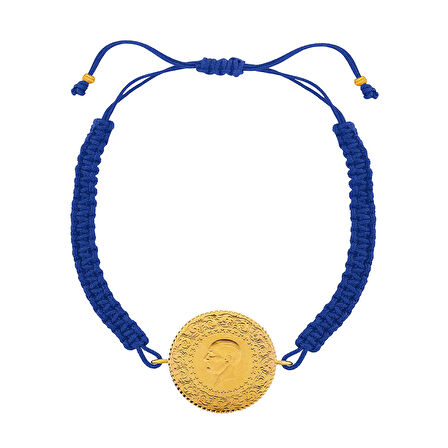 Gekas Kuyumculuk 22 Ayar Yeni Yarım Altın Mavi Renkli İpli Bileklik